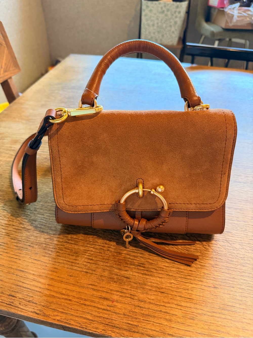See By Chloe Tan Suede & Leather Top-Handle Satchel